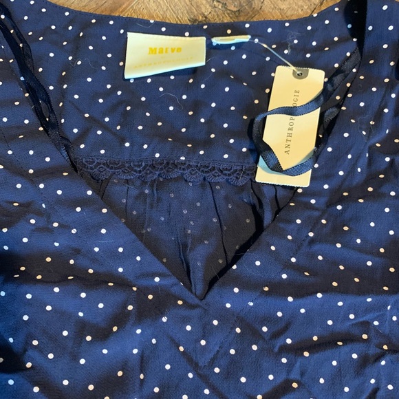 Navy long sleeve blouse, V-neck sz M - Picture 4 of 6